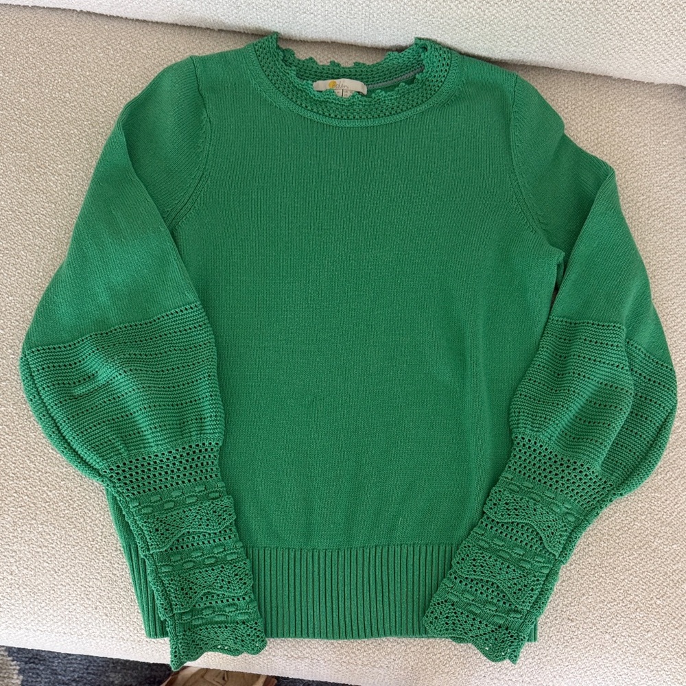 Boden Green Lace Detail Sweater